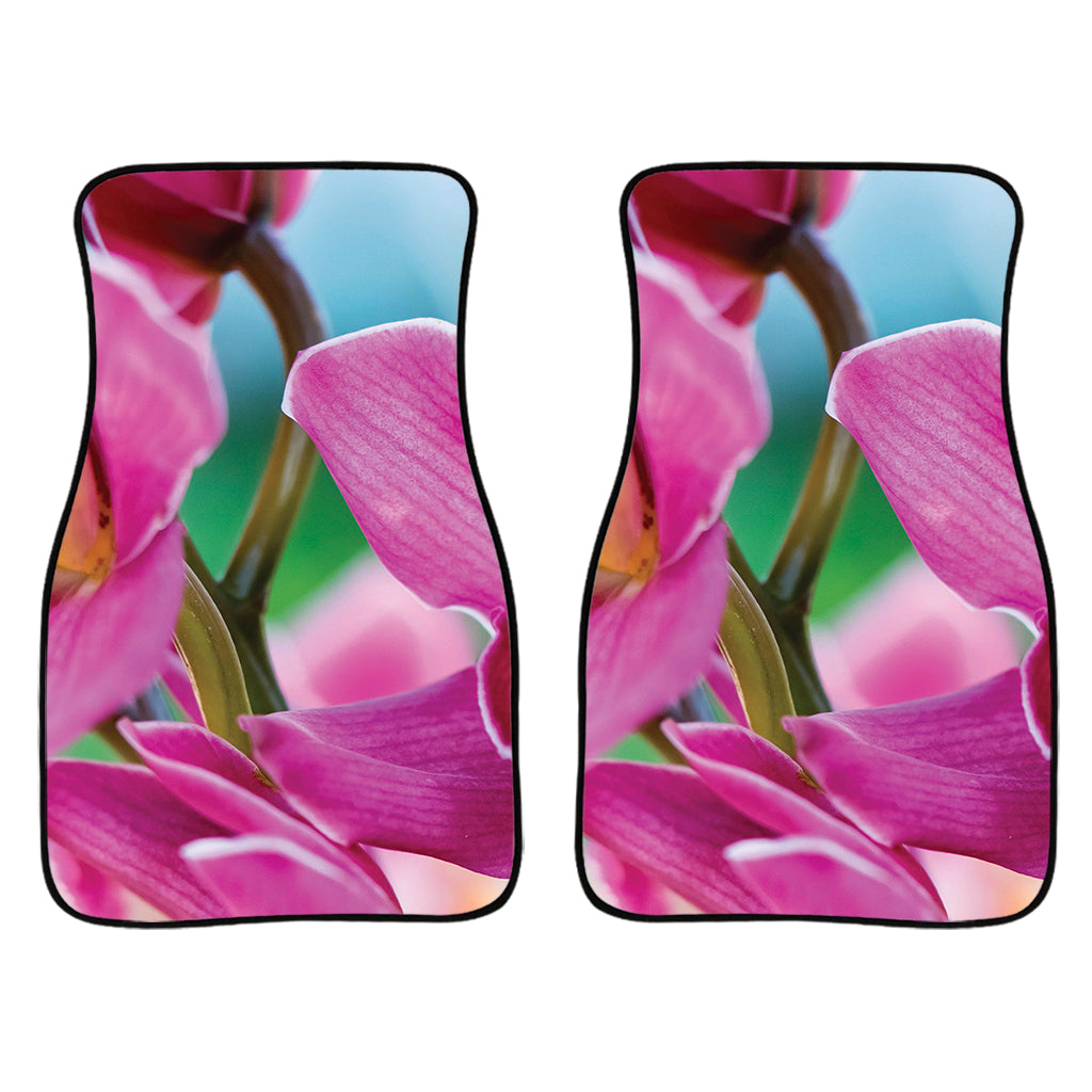 Pink Orchid Flower Print Front And Back Car Floor Mats/ Front Car Mat