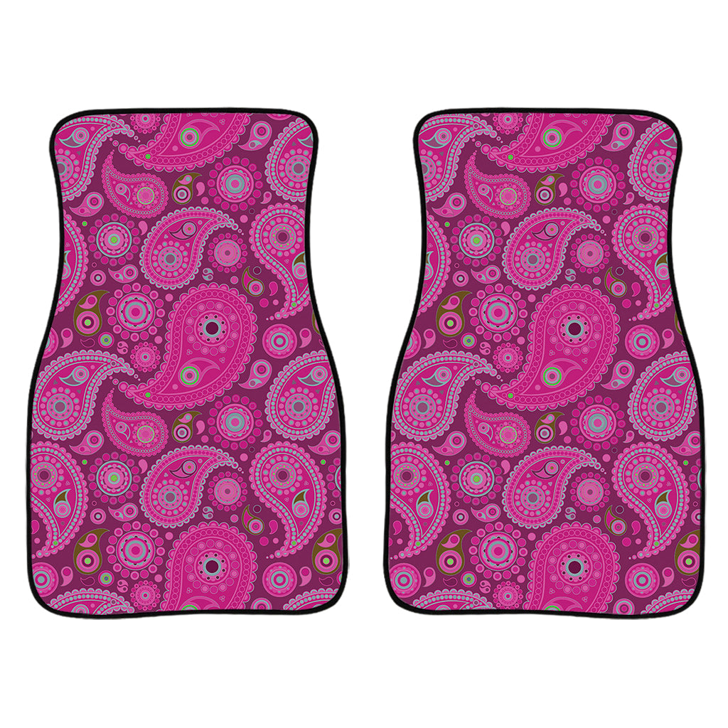 Pink Paisley Pattern Print Front And Back Car Floor Mats/ Front Car Mat