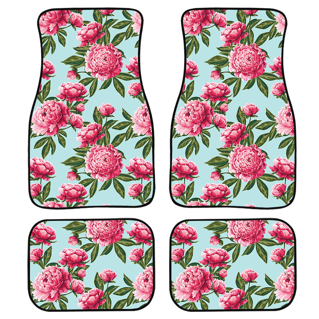 Pink Peony Pattern Print Front And Back Car Floor Mats/ Front Car Mat