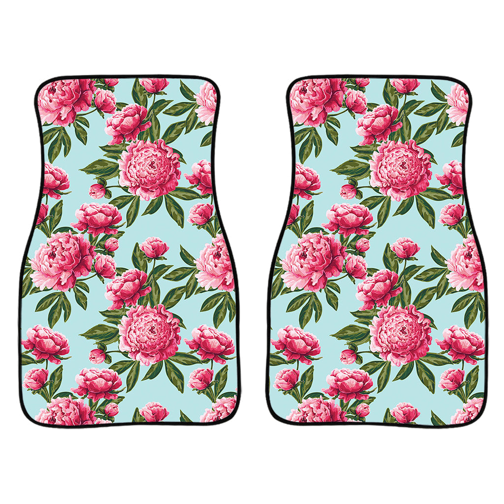 Pink Peony Pattern Print Front And Back Car Floor Mats/ Front Car Mat