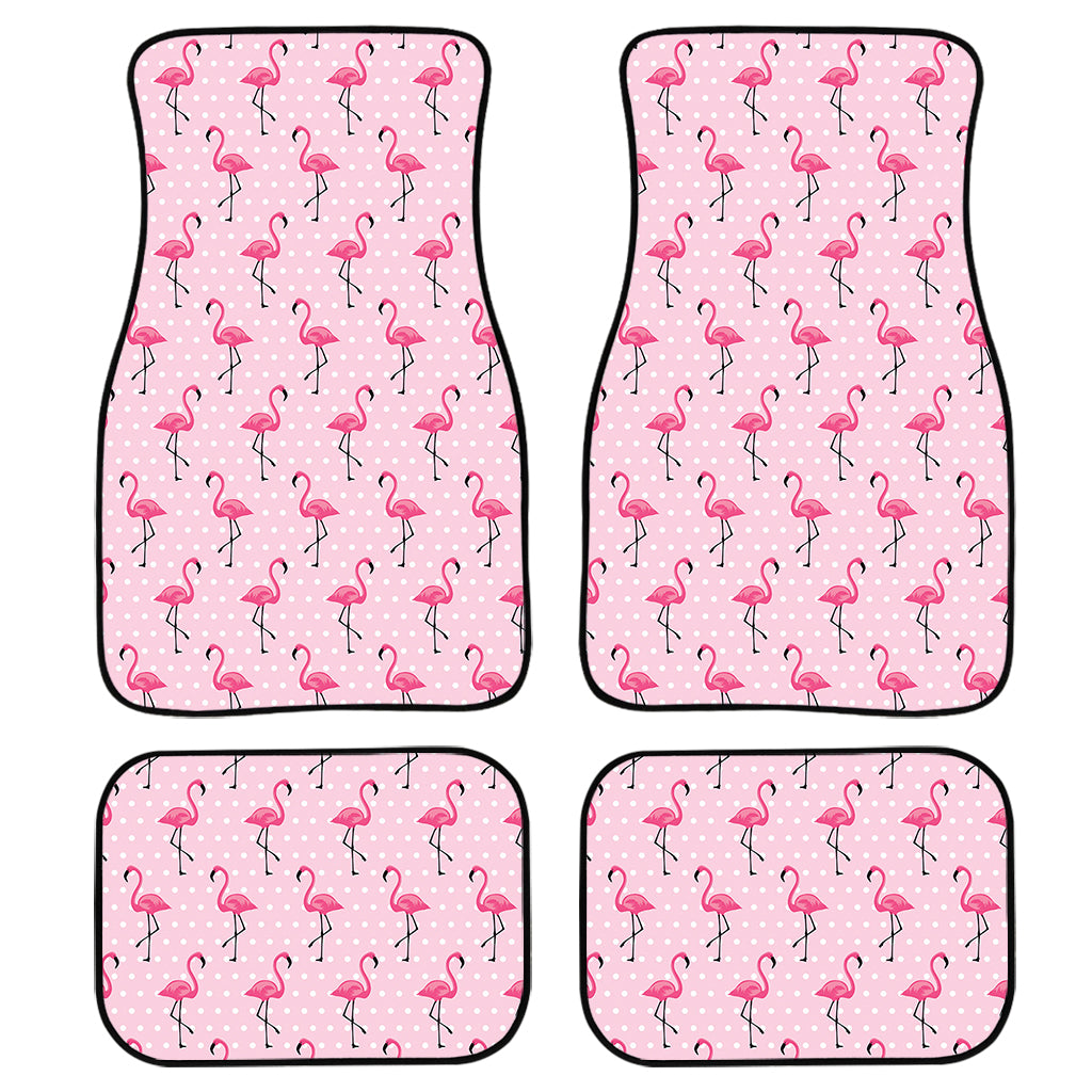 Pink Polka Dot Flamingo Pattern Print Front And Back Car Floor Mats/ Front Car Mat