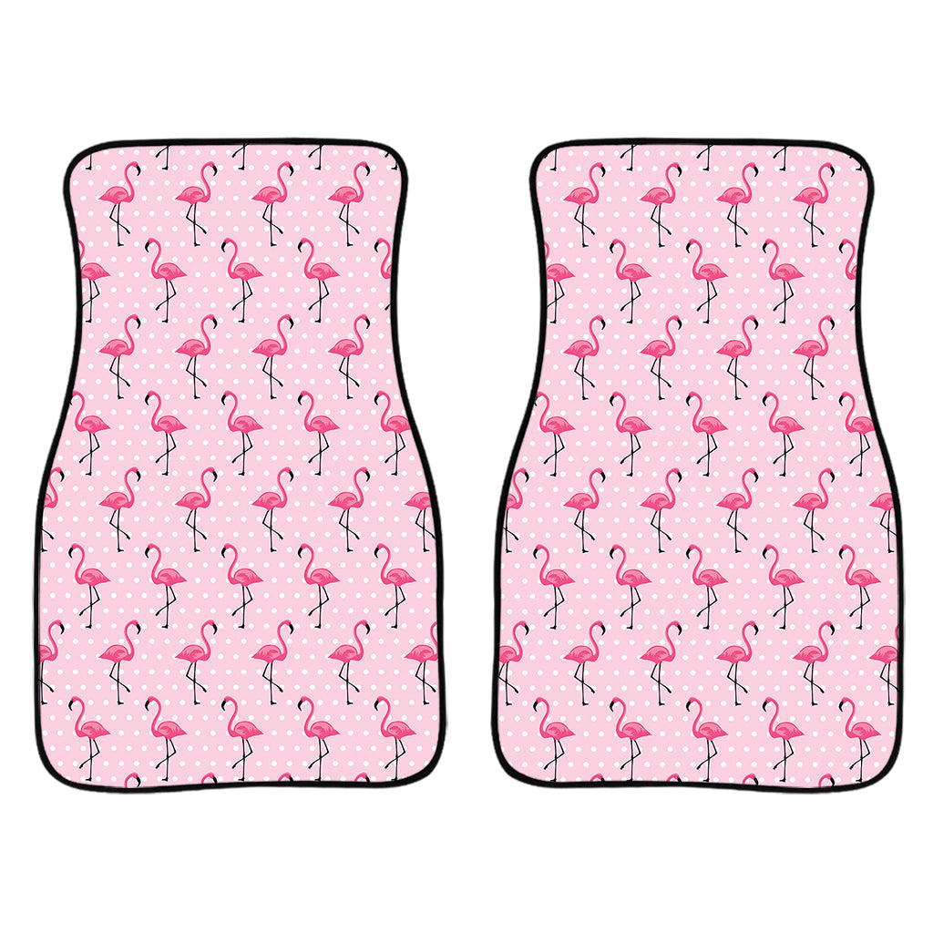 Pink Polka Dot Flamingo Pattern Print Front And Back Car Floor Mats/ Front Car Mat