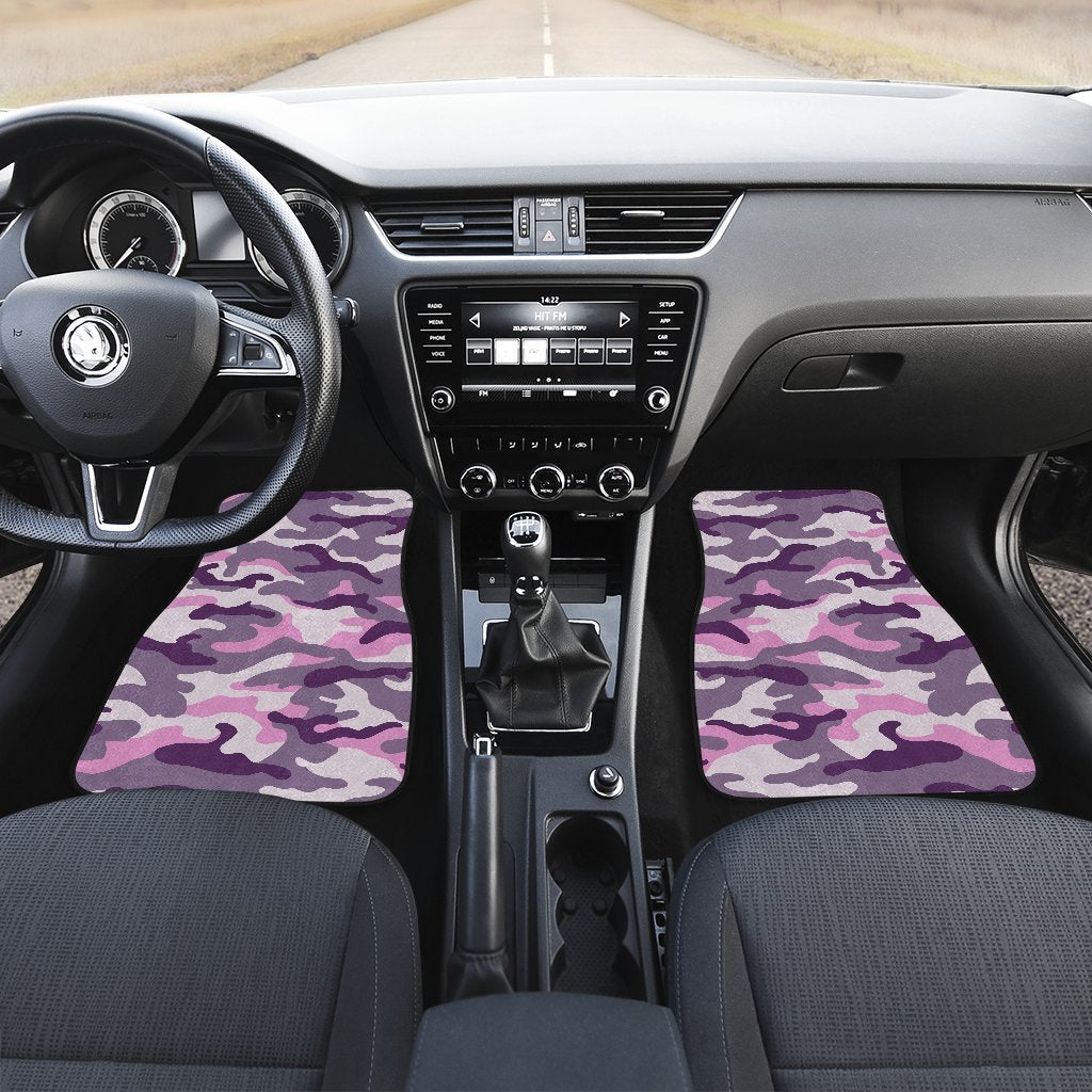 Pink Purple And Grey Camouflage Print Front And Back Car Floor Mats/ Front Car Mat