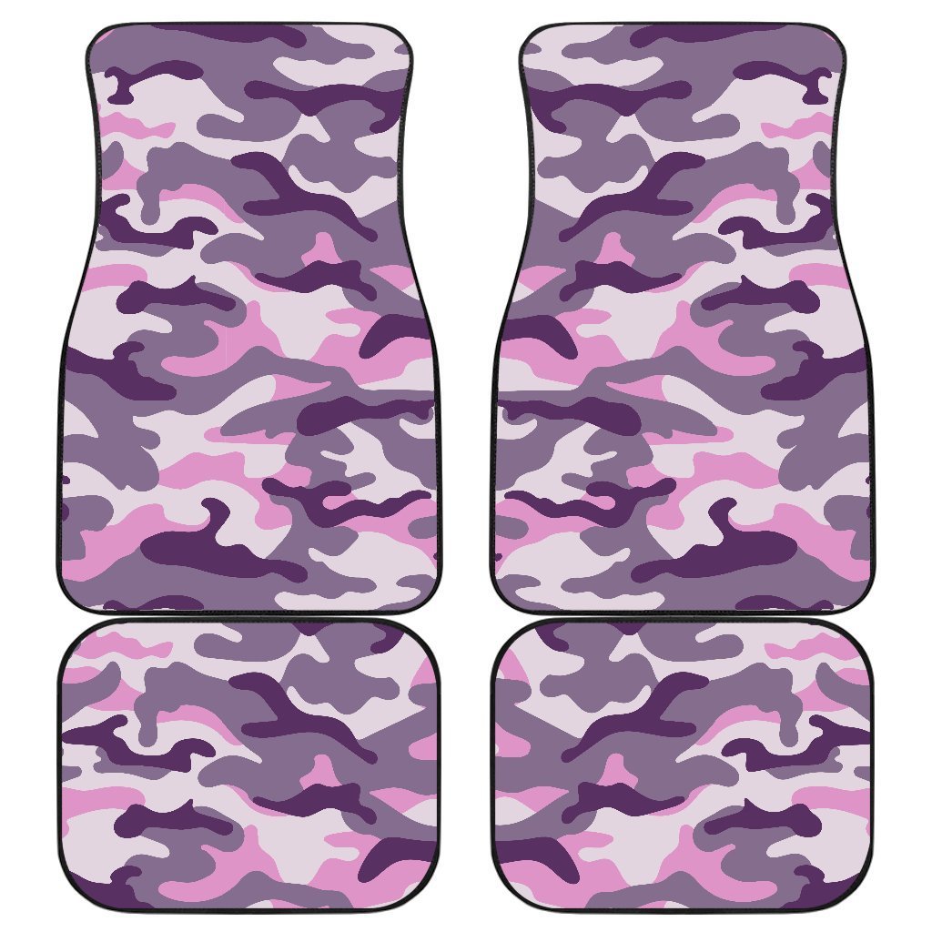 Pink Purple And Grey Camouflage Print Front And Back Car Floor Mats/ Front Car Mat