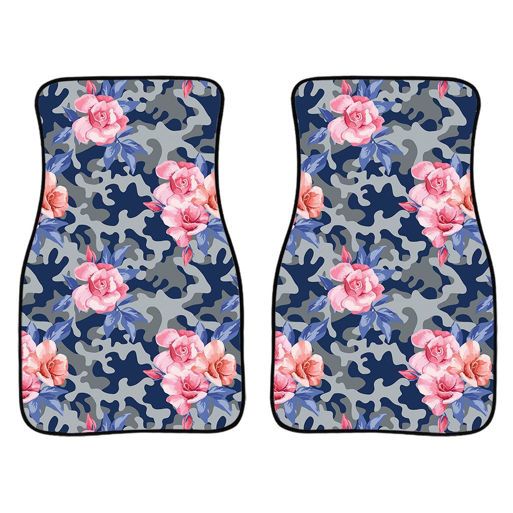 Pink Rose Flower Camouflage Print Front And Back Car Floor Mats/ Front Car Mat