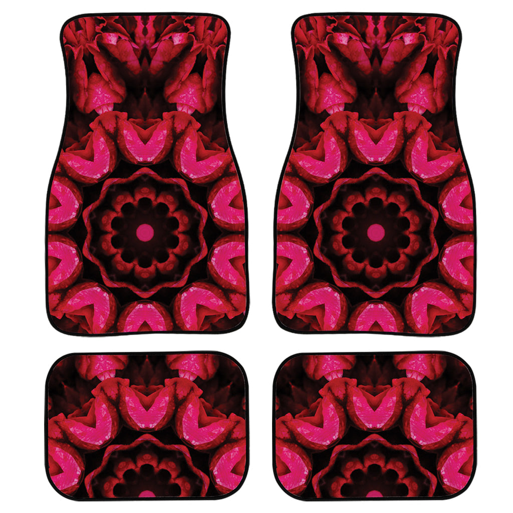 Pink Rose Kaleidoscope Print Front And Back Car Floor Mats/ Front Car Mat