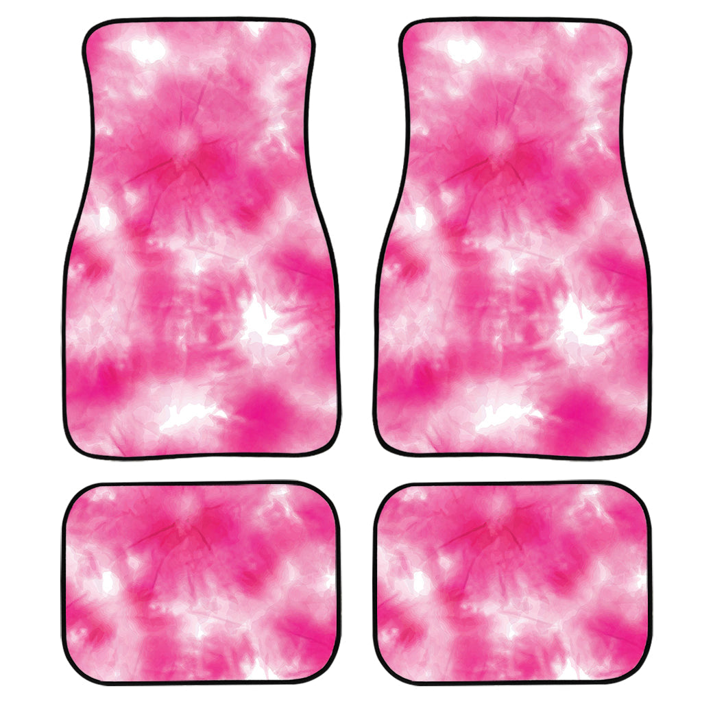 Pink Shibori Tie Dye Print Front And Back Car Floor Mats/ Front Car Mat