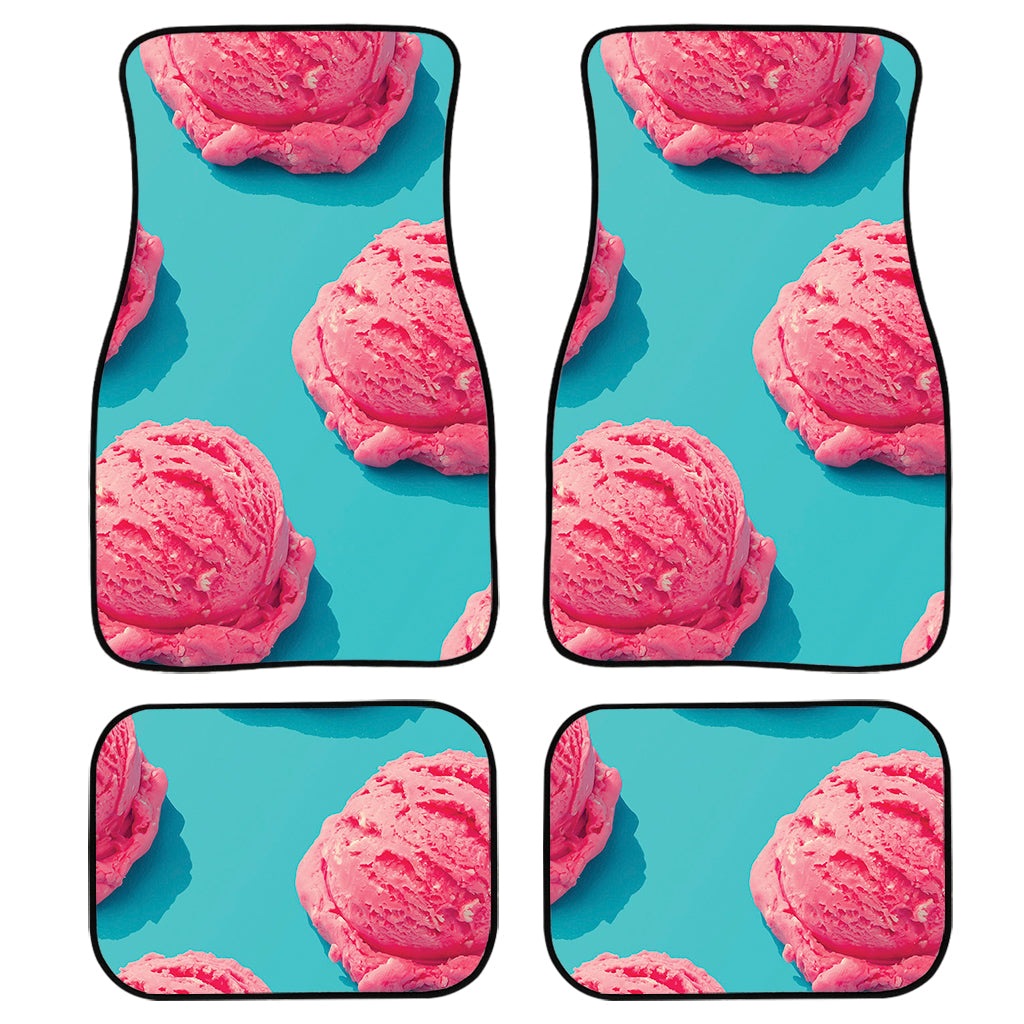 Pink Strawberry Ice Cream Print Front And Back Car Floor Mats/ Front Car Mat