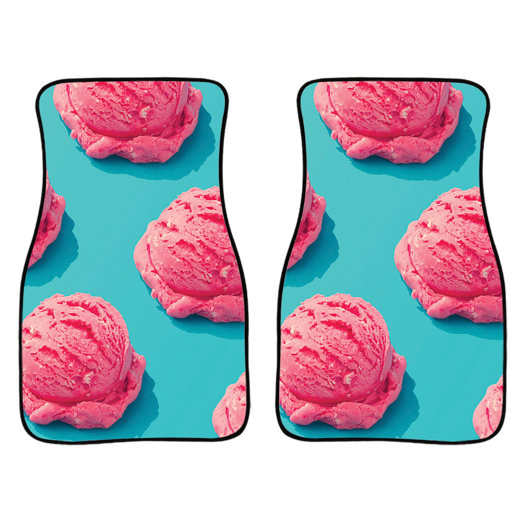 Pink Strawberry Ice Cream Print Front And Back Car Floor Mats/ Front Car Mat