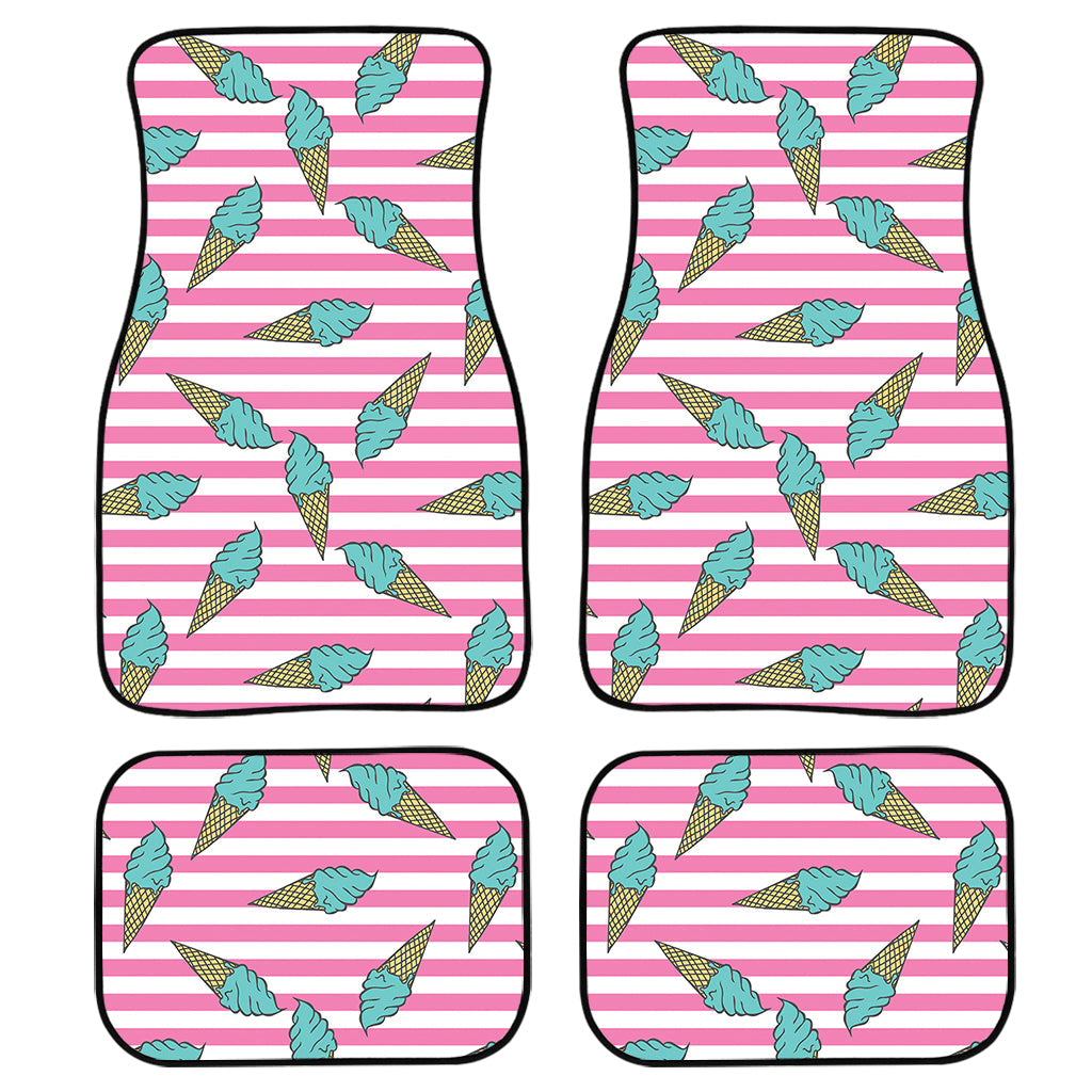 Pink Striped Ice Cream Pattern Print Front And Back Car Floor Mats/ Front Car Mat