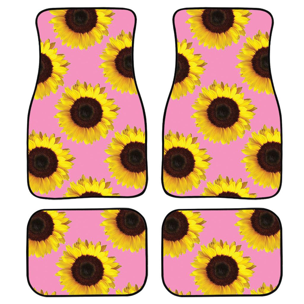 Pink Sunflower Pattern Print Front And Back Car Floor Mats/ Front Car Mat