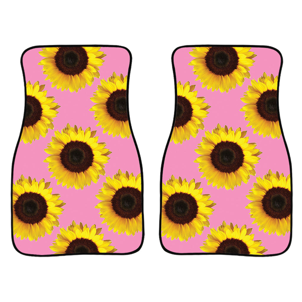 Pink Sunflower Pattern Print Front And Back Car Floor Mats/ Front Car Mat