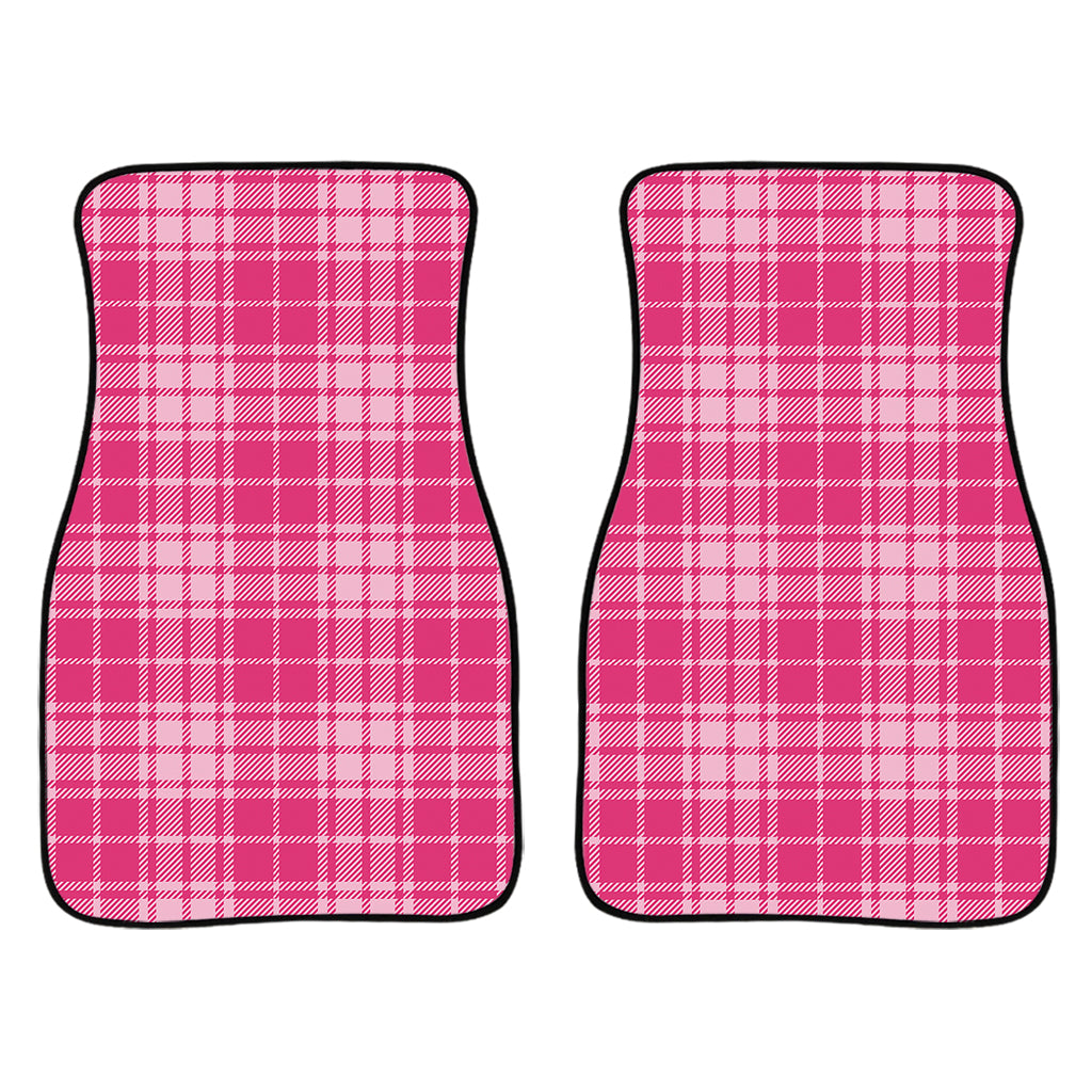 Pink Tartan Pattern Print Front And Back Car Floor Mats/ Front Car Mat