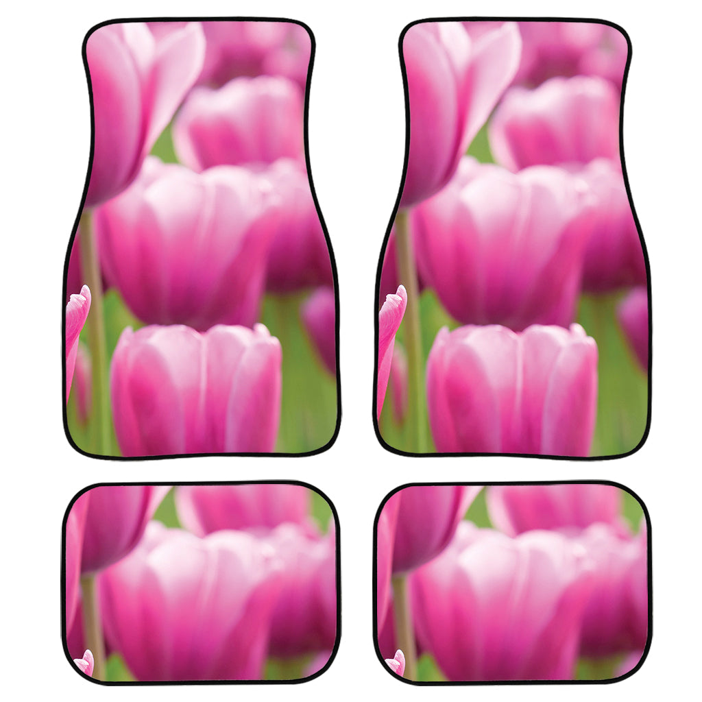 Pink Tulip Print Front And Back Car Floor Mats/ Front Car Mat