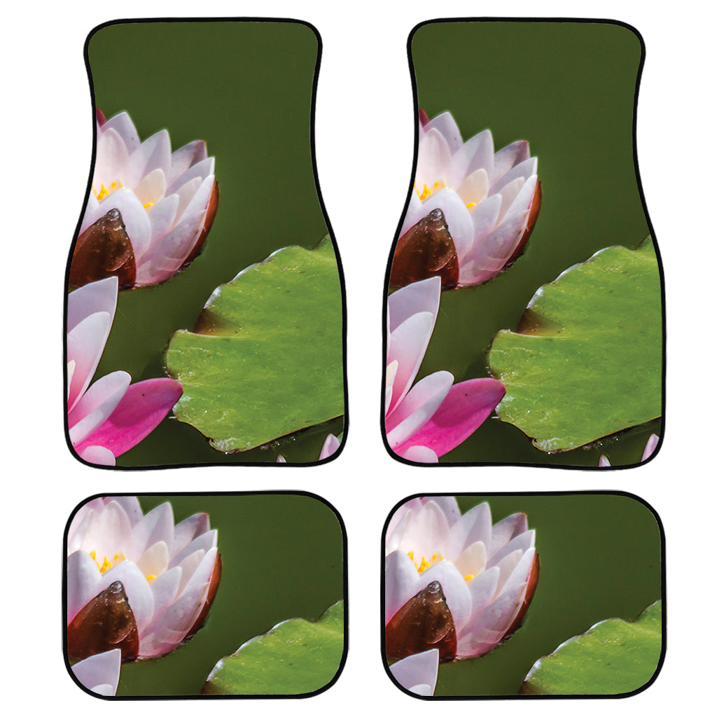 Pink Water Lilies Print Front And Back Car Floor Mats/ Front Car Mat