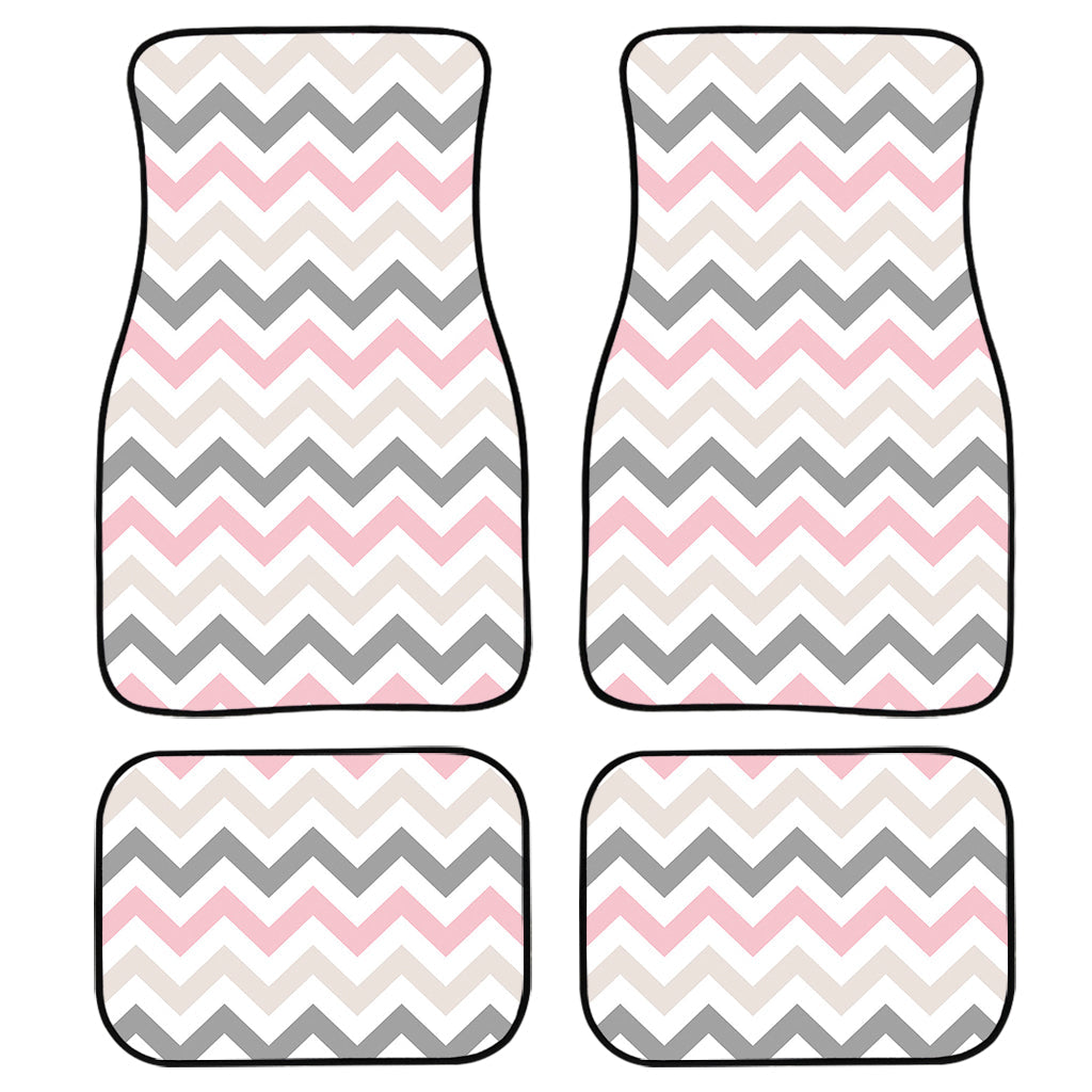 Pink White And Grey Chevron Print Front And Back Car Floor Mats/ Front Car Mat