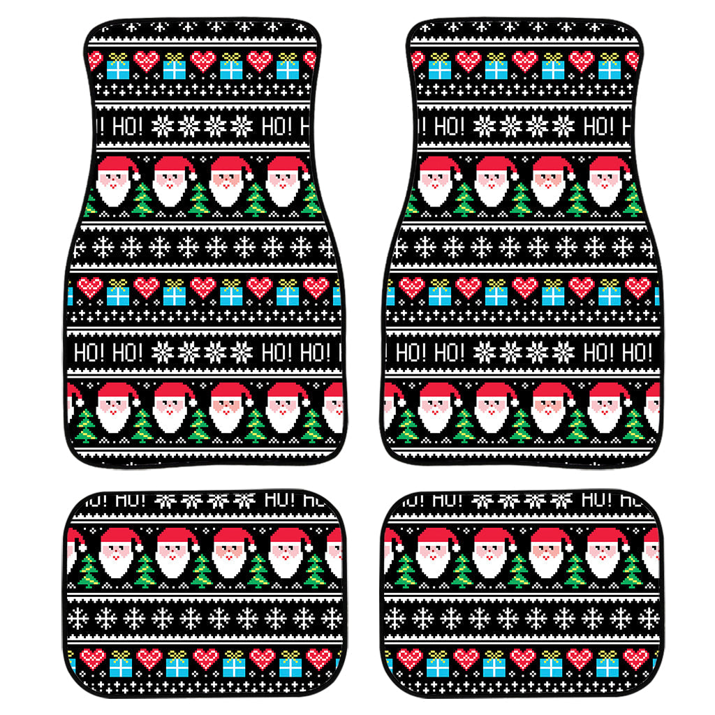 Pixel Christmas Santa Claus Print Front And Back Car Floor Mats/ Front Car Mat