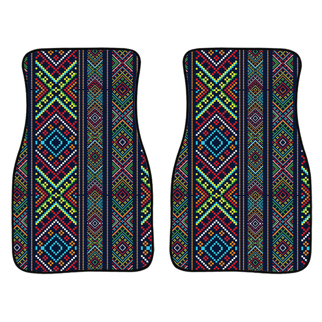 Pixel Ethnic Pattern Print Front And Back Car Floor Mats/ Front Car Mat