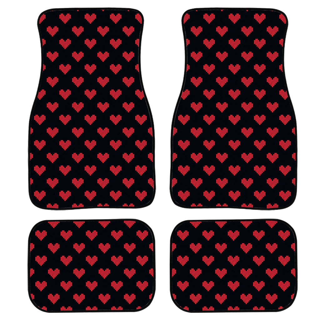 Pixel Heart Pattern Print Front And Back Car Floor Mats/ Front Car Mat