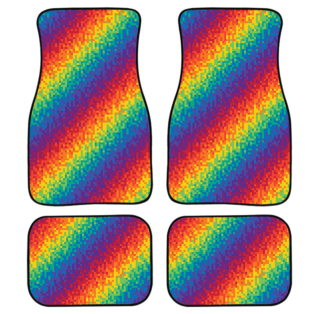 Pixel Rainbow Pattern Print Front And Back Car Floor Mats/ Front Car Mat