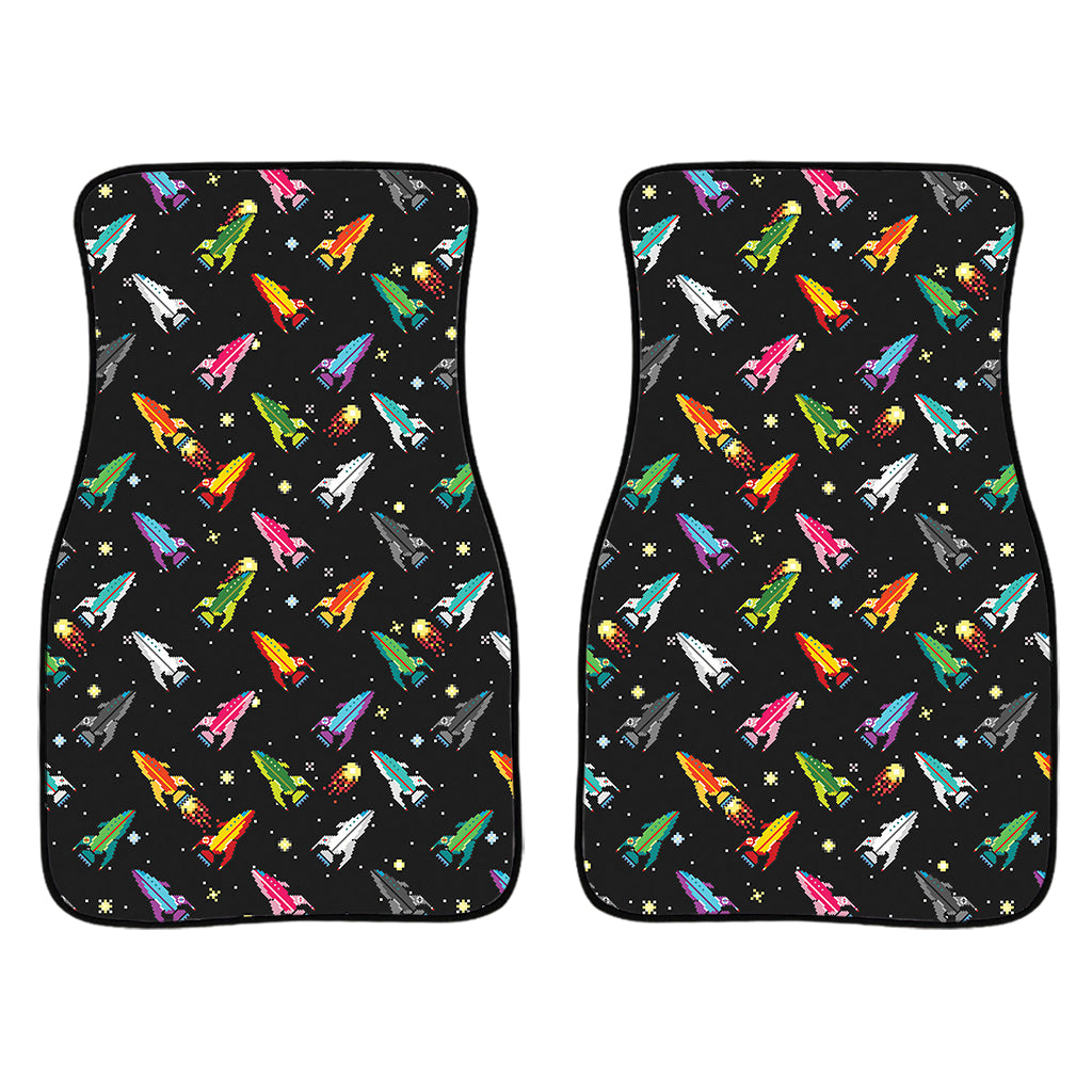 Pixel Spaceships Pattern Print Front And Back Car Floor Mats/ Front Car Mat