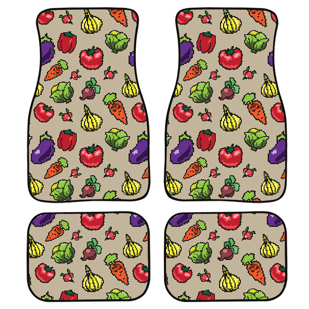 Pixel Vegetables Pattern Print Front And Back Car Floor Mats/ Front Car Mat