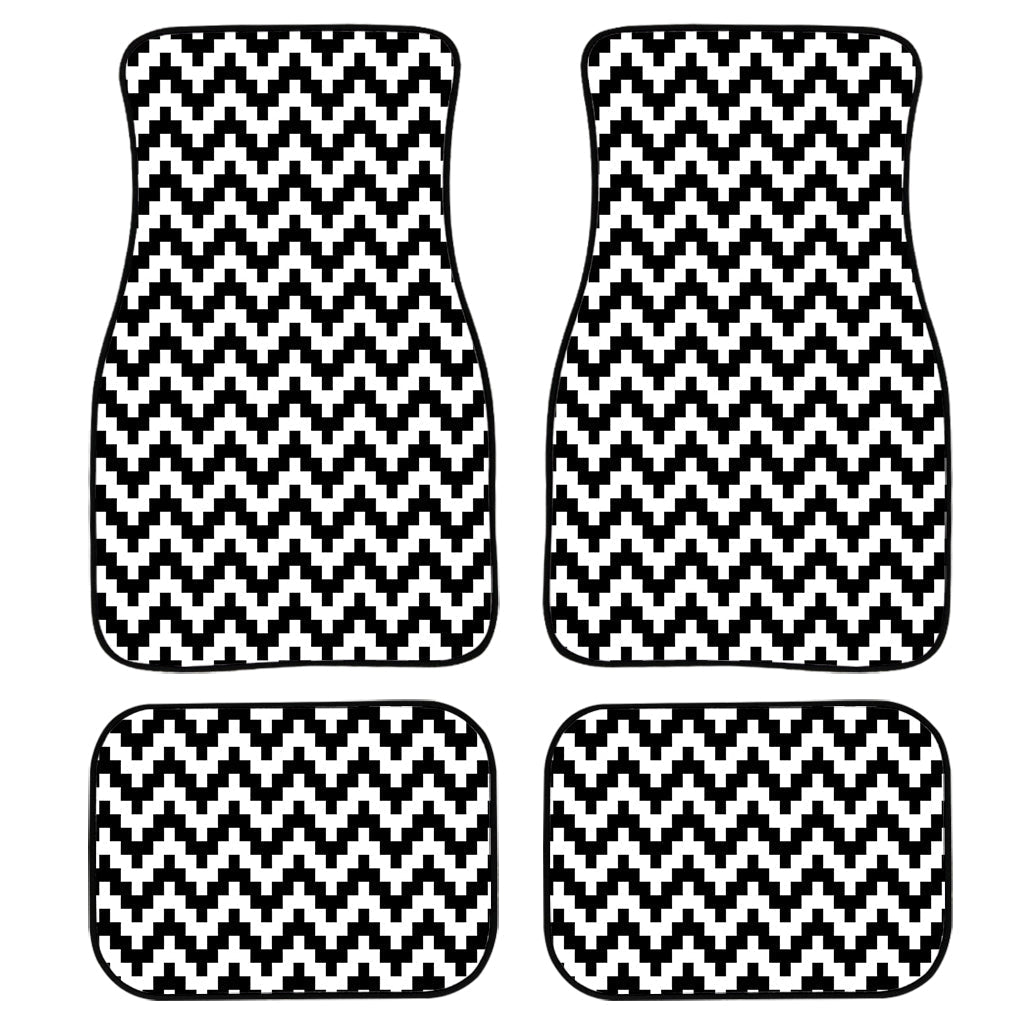 Pixel Zigzag Pattern Print Front And Back Car Floor Mats/ Front Car Mat
