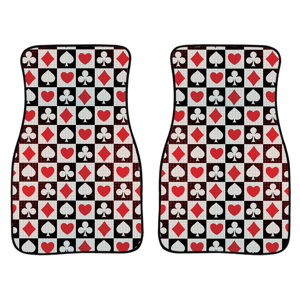 Playing Card Suits Check Pattern Print Front And Back Car Floor Mats/ Front Car Mat