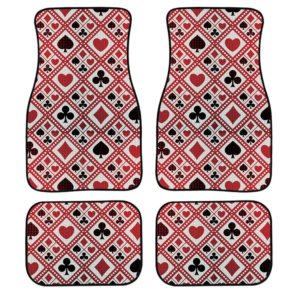 Playing Card Suits Plaid Pattern Print Front And Back Car Floor Mats/ Front Car Mat