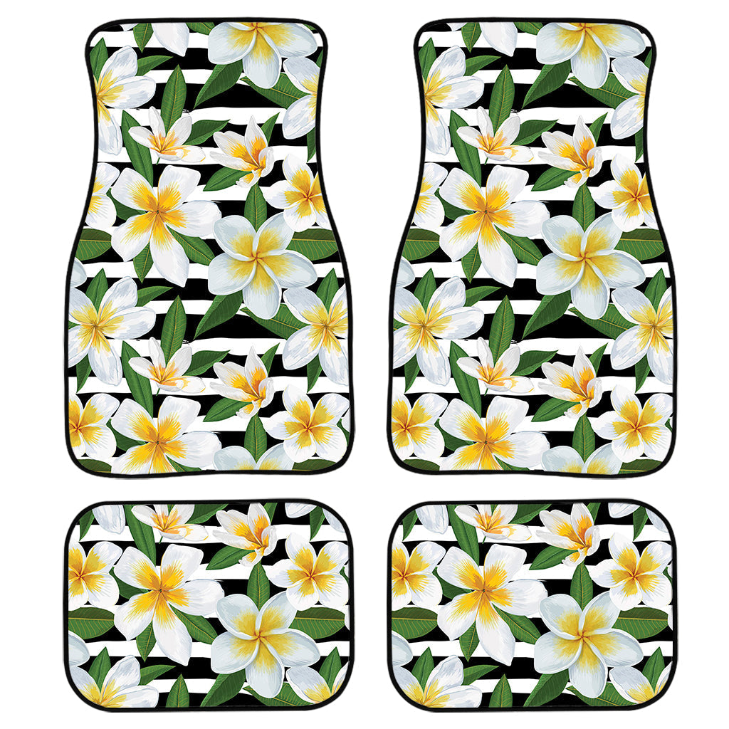 Plumeria Flower Striped Pattern Print Front And Back Car Floor Mats/ Front Car Mat