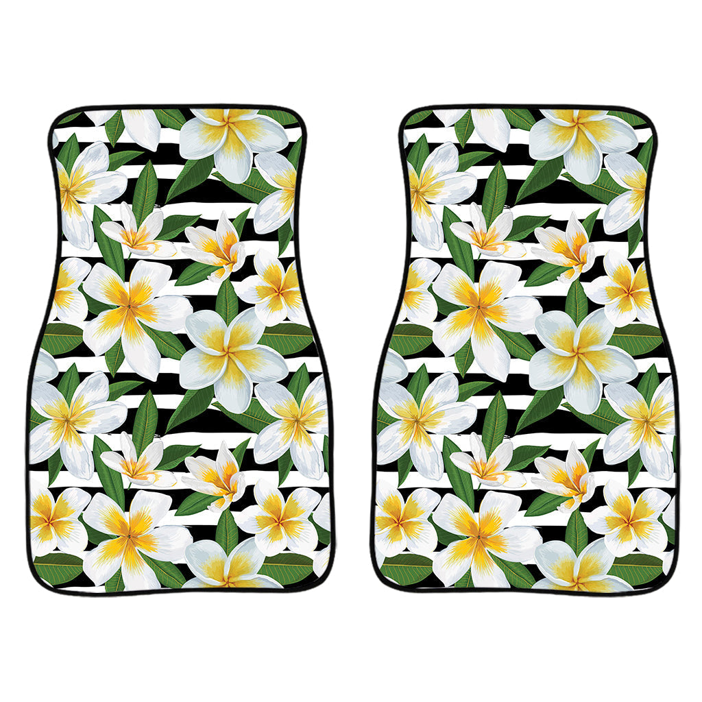 Plumeria Flower Striped Pattern Print Front And Back Car Floor Mats/ Front Car Mat