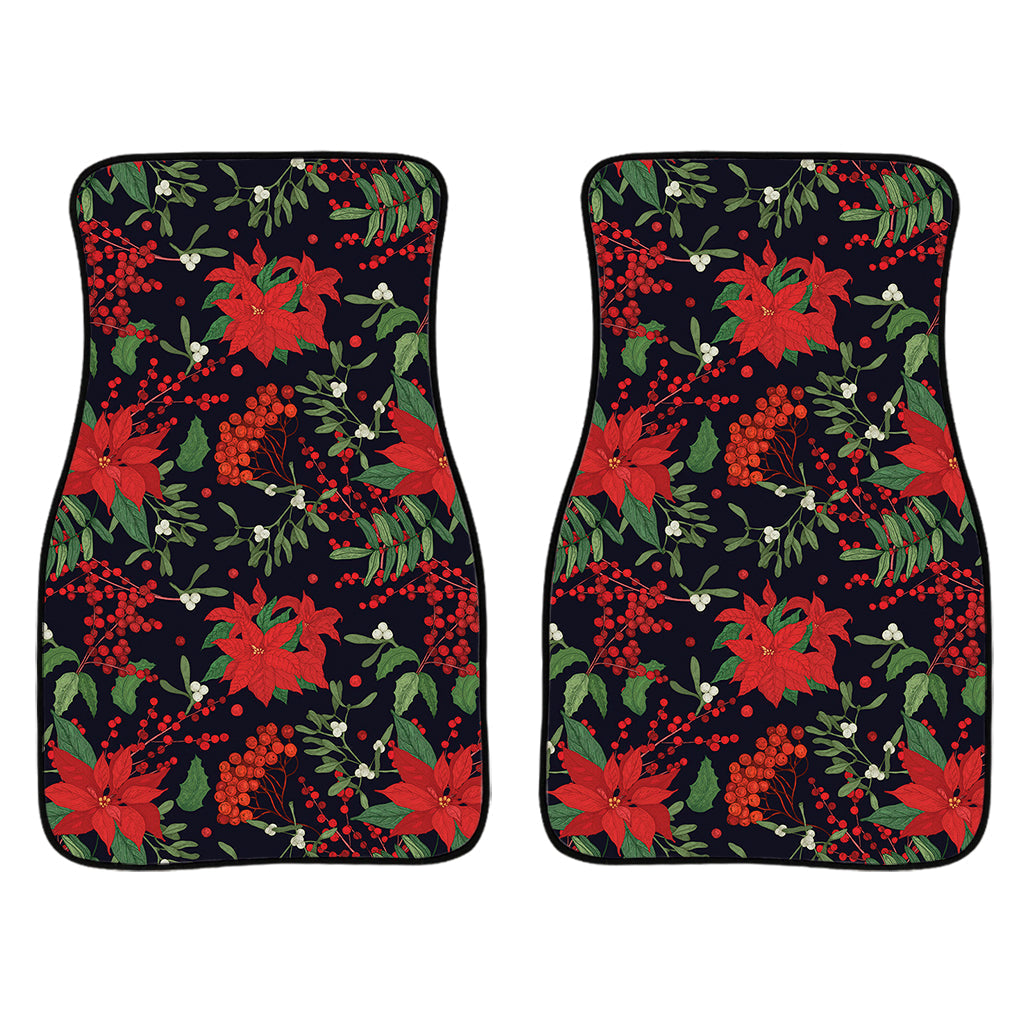 Poinsettia Flower Pattern Print Front And Back Car Floor Mats/ Front Car Mat