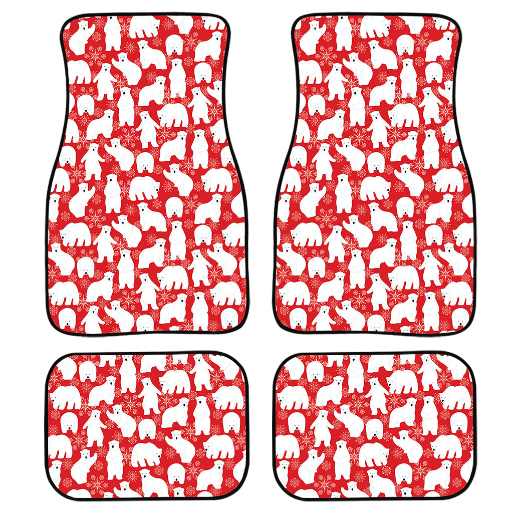Polar Bear And Snowflake Pattern Print Front And Back Car Floor Mats/ Front Car Mat