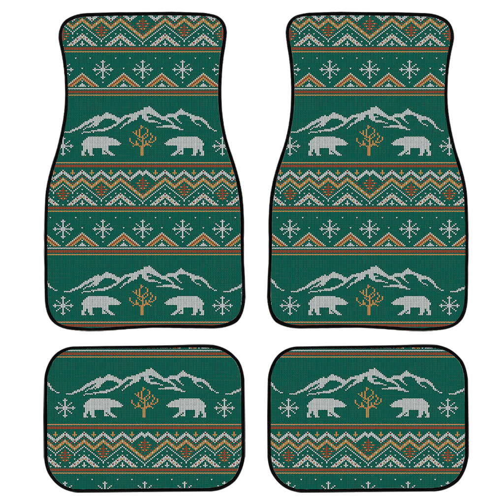 Polar Bear Knitted Pattern Print Front And Back Car Floor Mats/ Front Car Mat