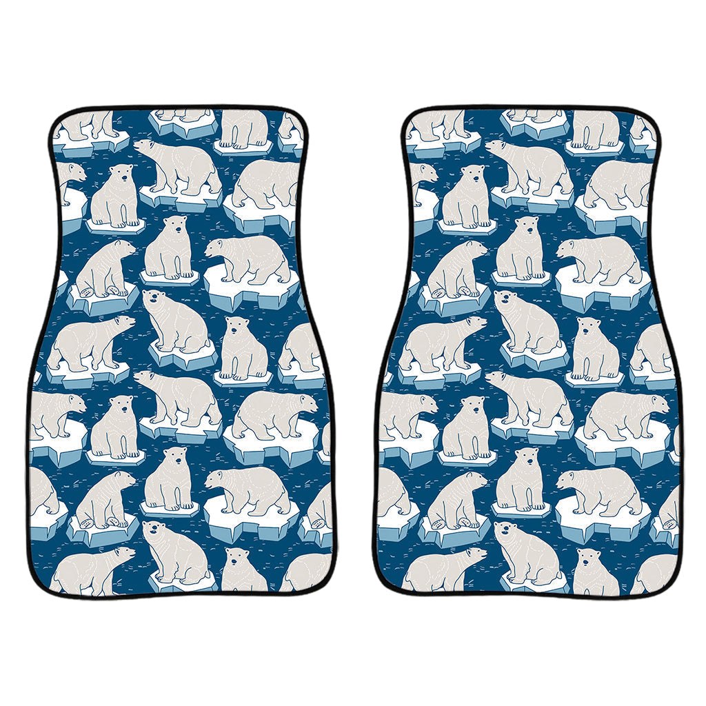 Polar Bear On Ice Pattern Print Front And Back Car Floor Mats/ Front Car Mat