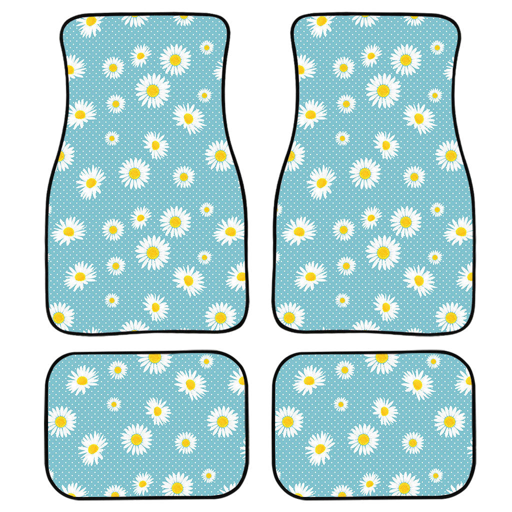 Polka Dot Daisy Flower Pattern Print Front And Back Car Floor Mats/ Front Car Mat