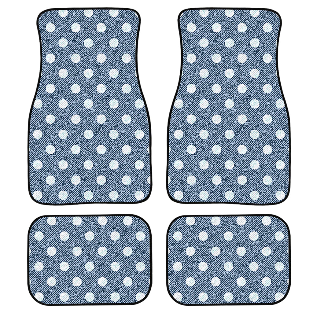Polka Dot Denim Jeans Pattern Print Front And Back Car Floor Mats/ Front Car Mat