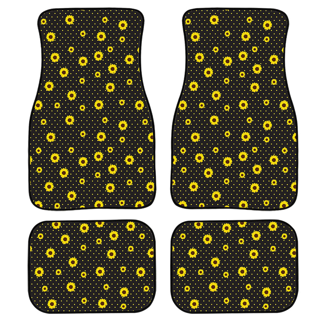 Polka Dot Sunflower Pattern Print Front And Back Car Floor Mats/ Front Car Mat