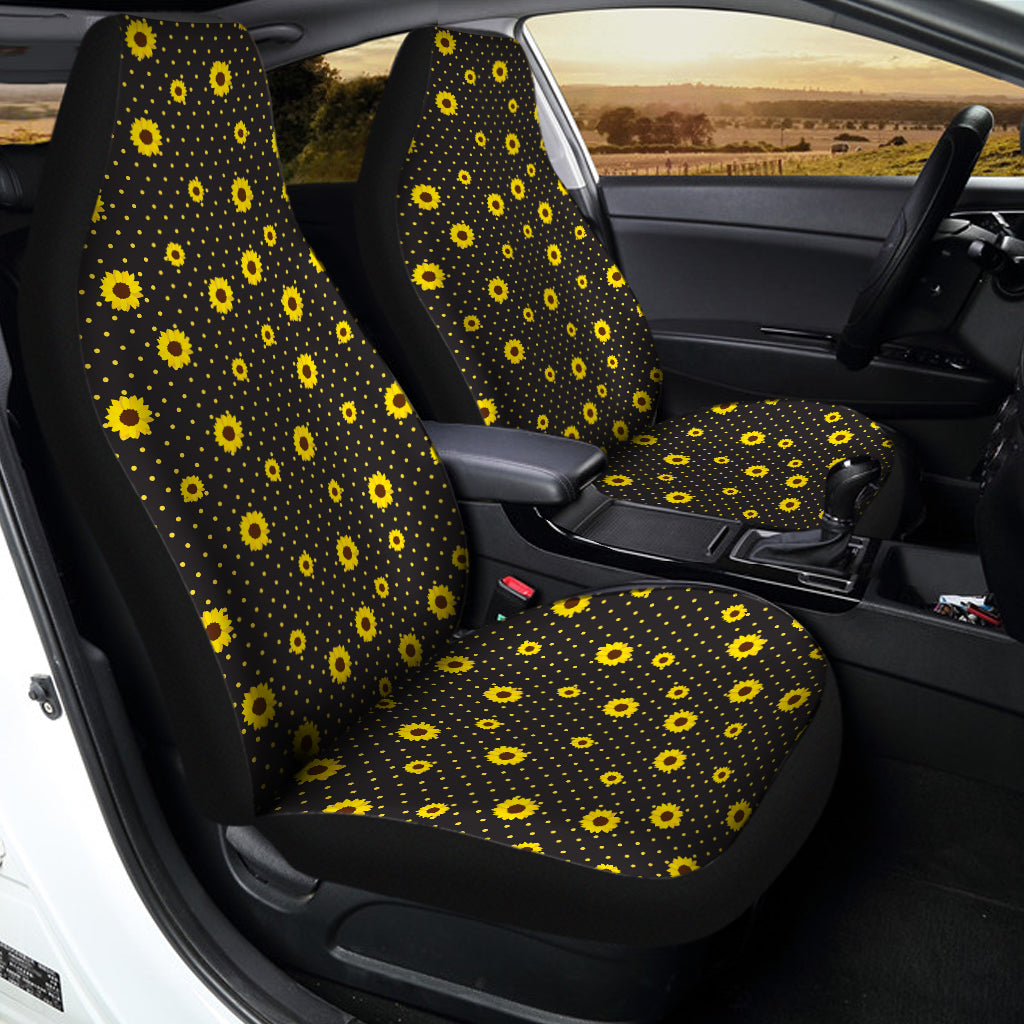 Polka Dot Sunflower Pattern Print Universal Fit Car Seat Covers