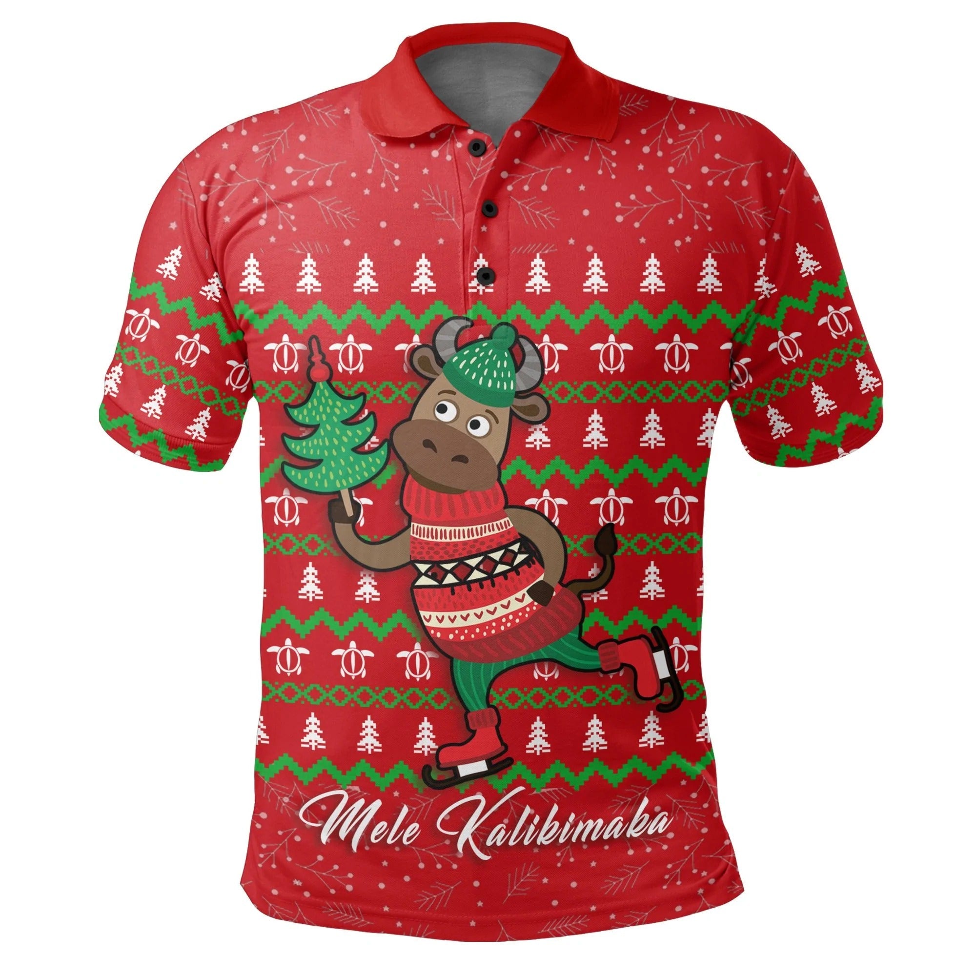 Hawaiian Turtle Christmas Polo Shirt Red Felix Style