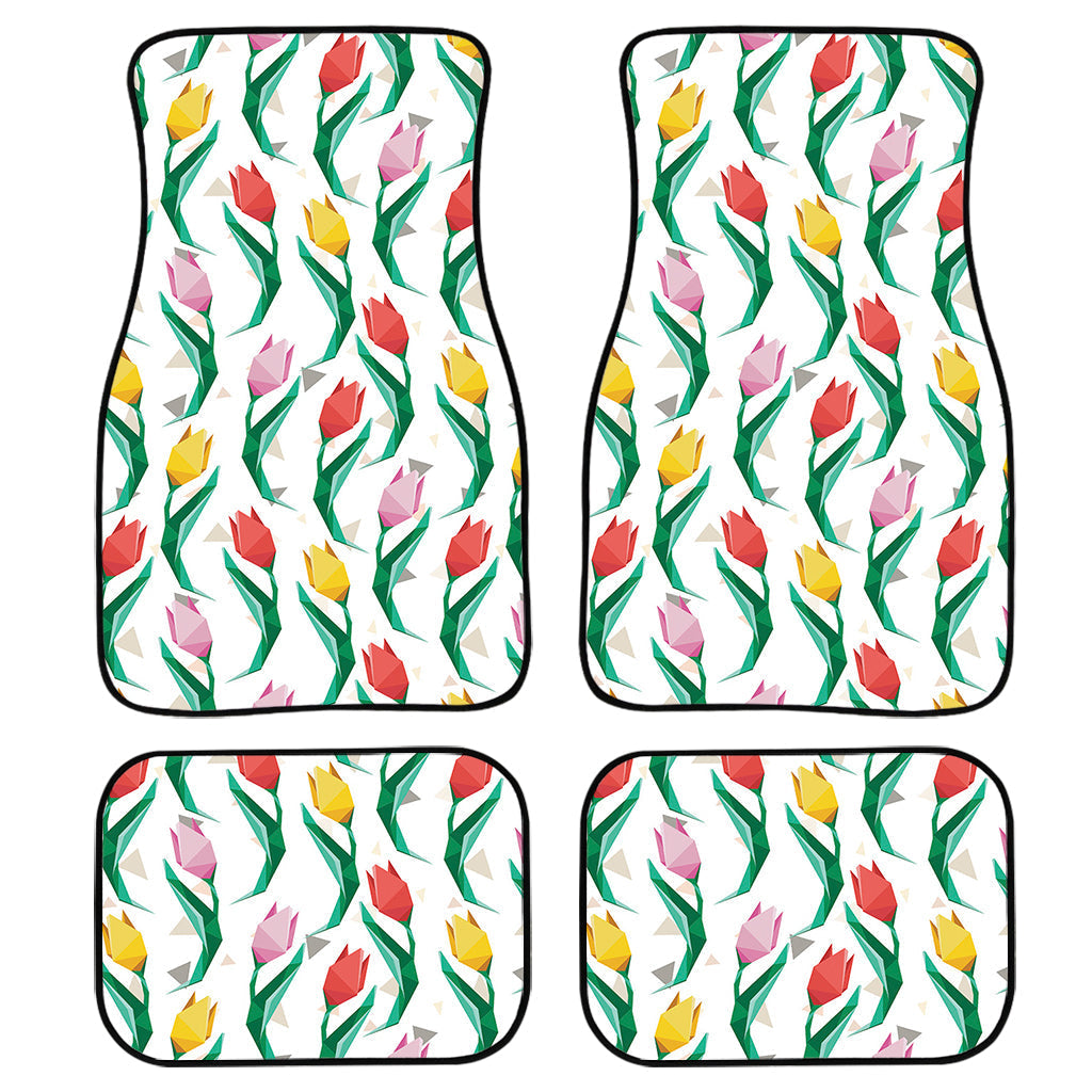 Polygon Tulip Pattern Print Front And Back Car Floor Mats/ Front Car Mat