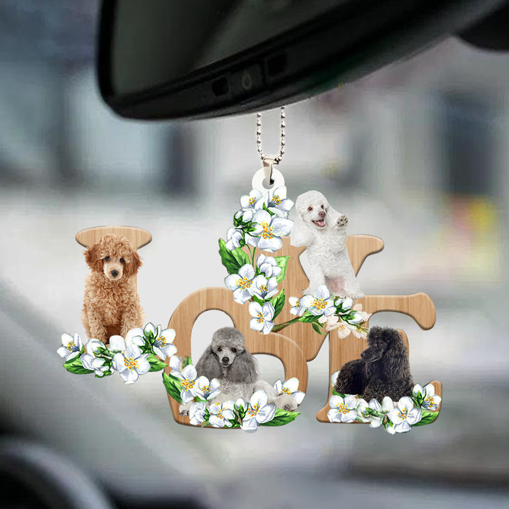 Poodle Ornaments For Auto Home Love Flowers Dog Lover Car Hanging Ornament