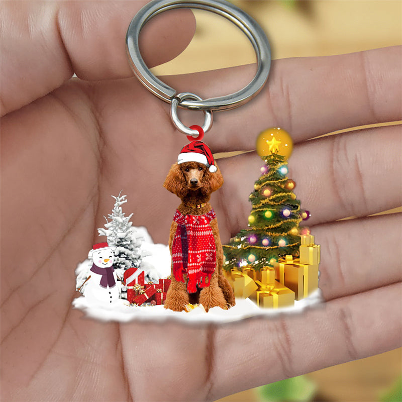 Poodle Early Merry Christmas Acrylic Keychain Dog Keychain Xmas Keychains