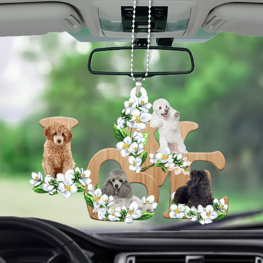 Poodle Ornaments For Auto Home Love Flowers Dog Lover Car Hanging Ornament