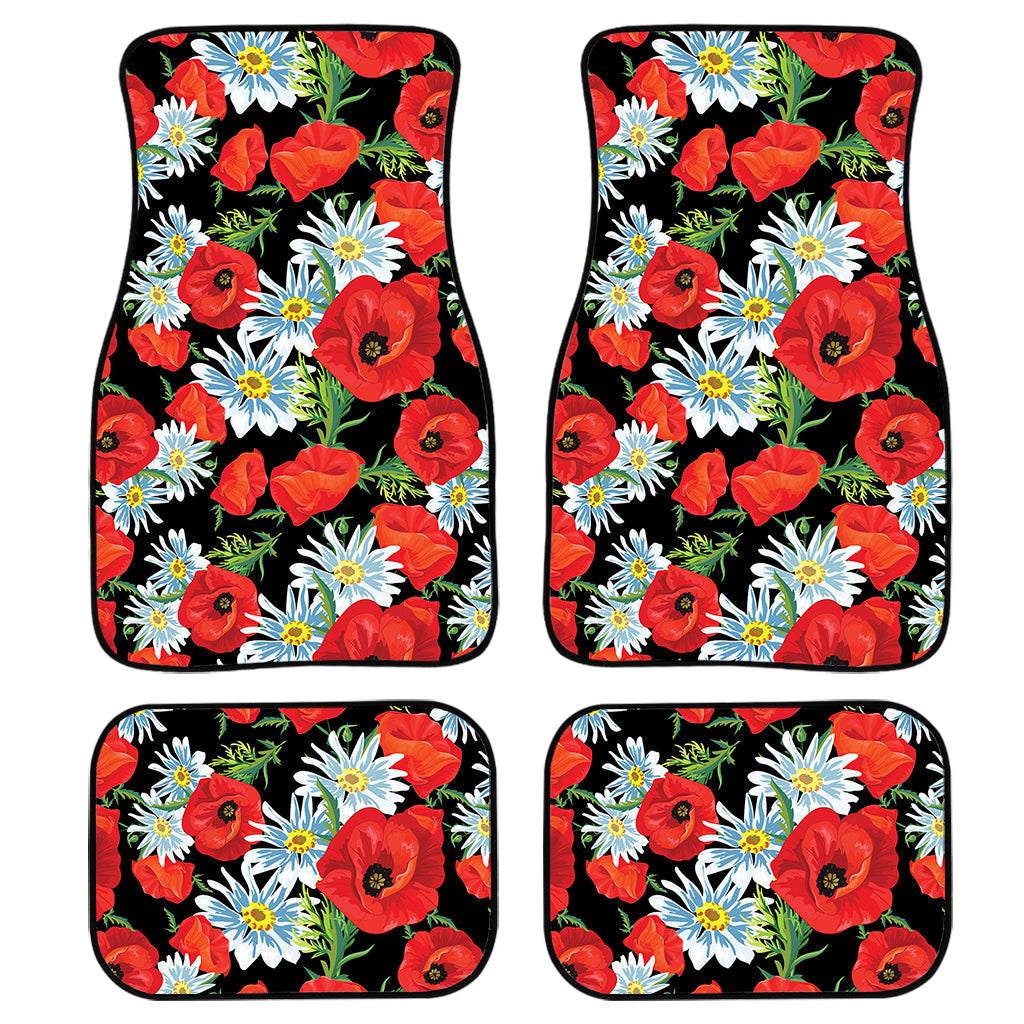 Poppy And Chamomile Pattern Print Front And Back Car Floor Mats/ Front Car Mat
