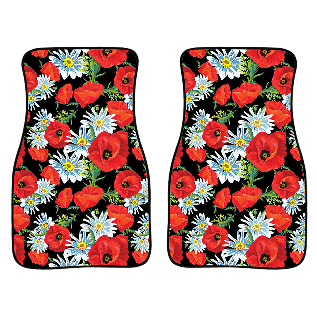 Poppy And Chamomile Pattern Print Front And Back Car Floor Mats/ Front Car Mat