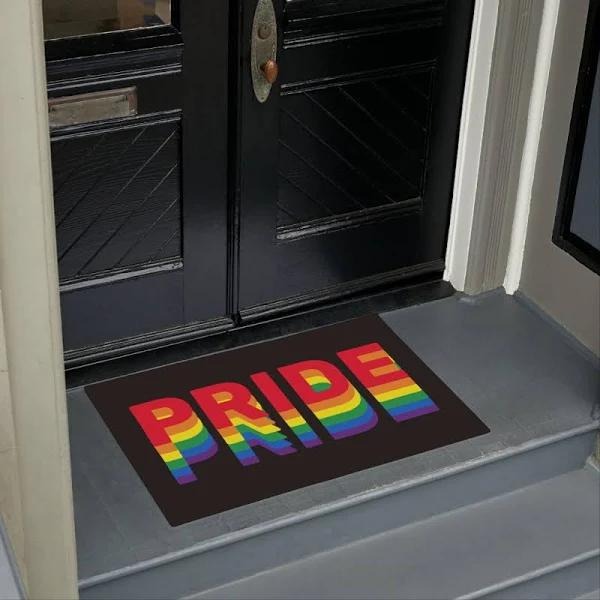 Pride Lgbt Door Mat Gay Rainbow Retro Colors Black Doormat/ Lgbt Home Decorative Welcome Doormat