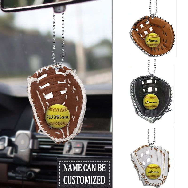 Softball Personalized Flat Acrylic Car Hanging Ornament
