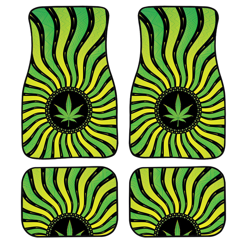 Psychedelic Cannabis Leaf Print Front And Back Car Floor Mats/ Front Car Mat
