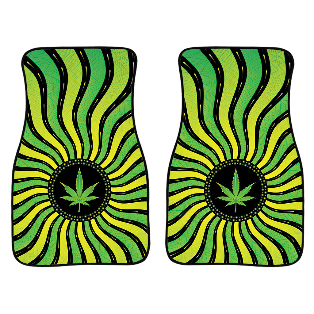 Psychedelic Cannabis Leaf Print Front And Back Car Floor Mats/ Front Car Mat